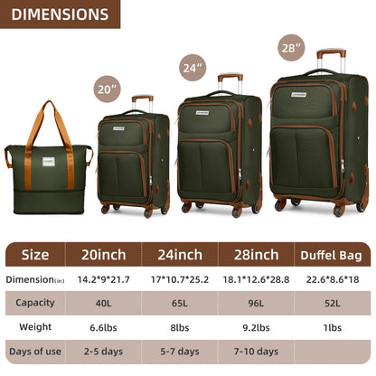 LARVENDER Expandable 5-Piece Spinner Luggage Set