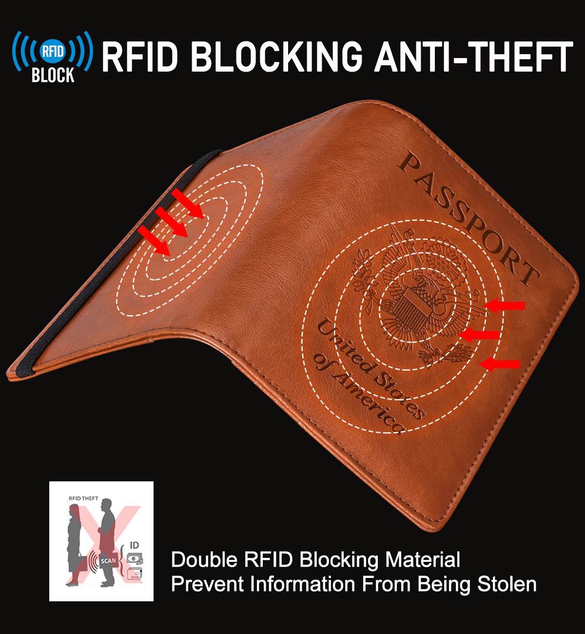 HerriaT RFID Leather Passport Wallet - Gray - Handbags Specialist Headquarter