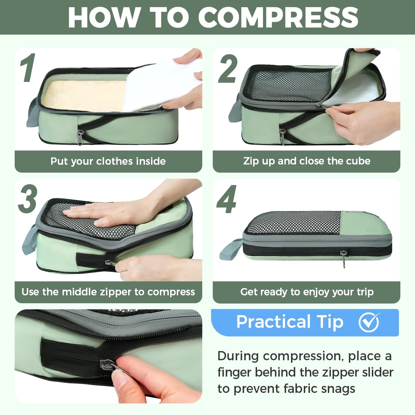 BAGAIL Expandable Travel Compression Cubes Set