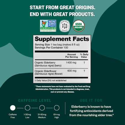 ElderZen Organic Tea - Caffeine-Free Eco Bags