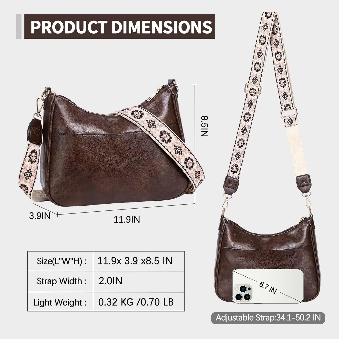 AUYOCO Chic Vegan Leather Crossbody Bag with Strap