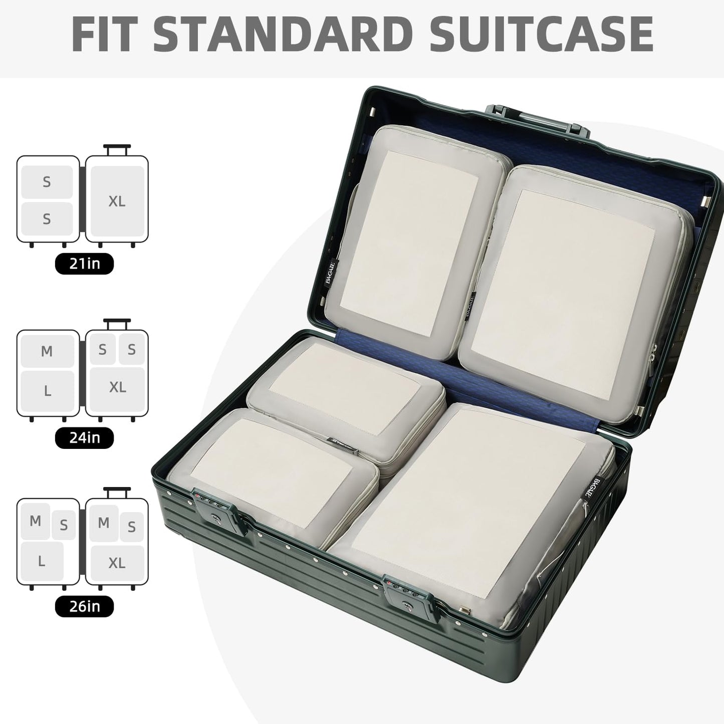 BAGAIL Expandable Travel Compression Cubes Set