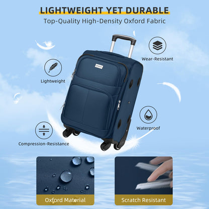 LARVENDER Expandable 5-Piece Spinner Luggage Set