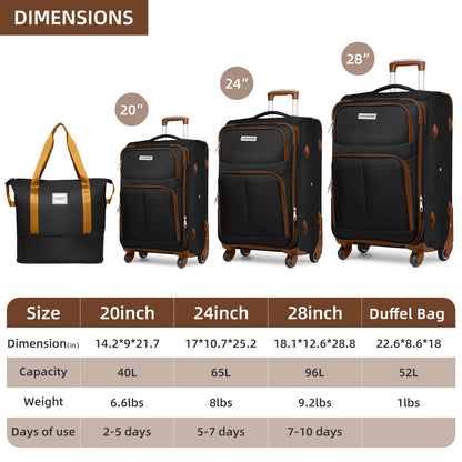 LARVENDER Expandable 5-Piece Spinner Luggage Set
