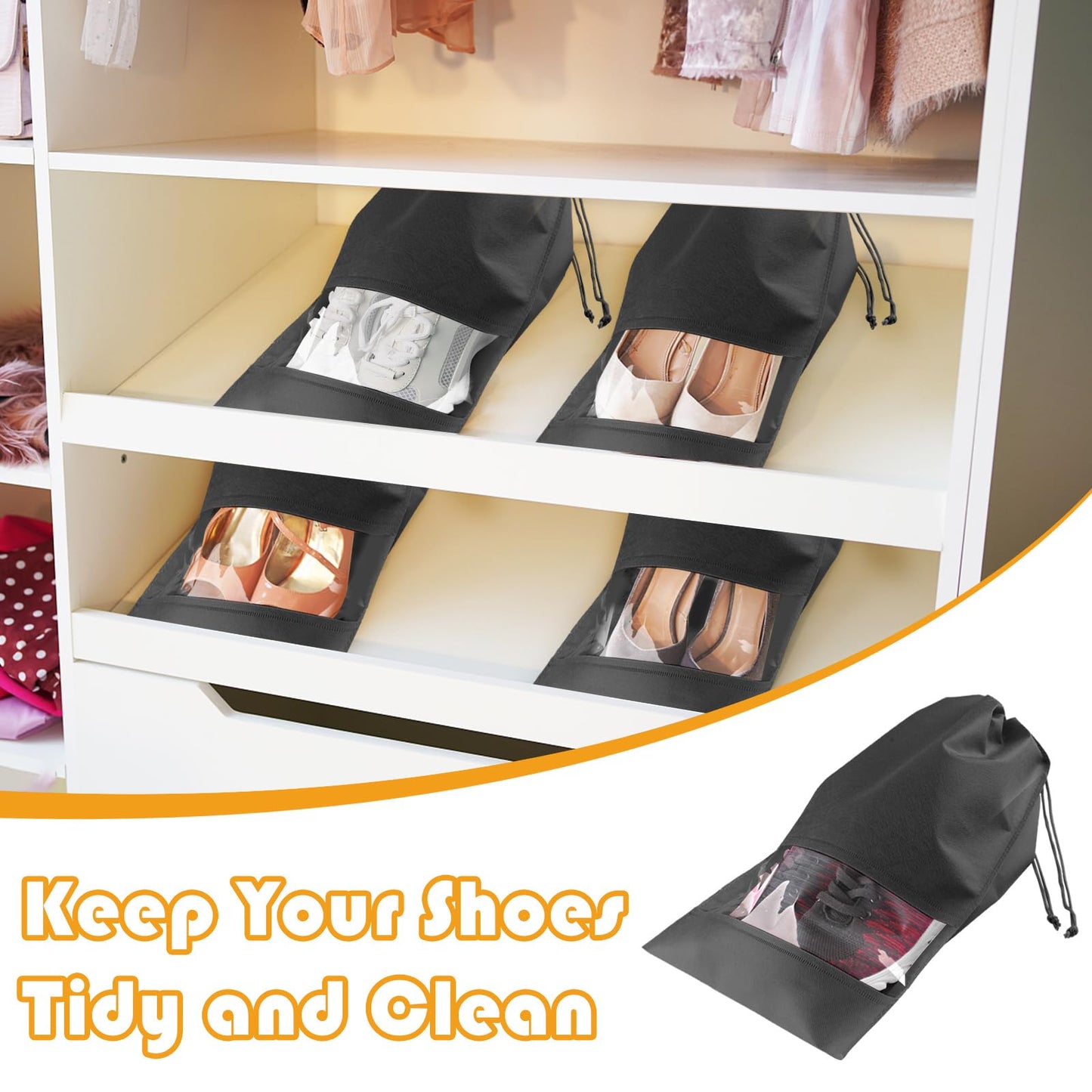 Travel Clear Shoe Bags - 5 Pack Waterproof Storage