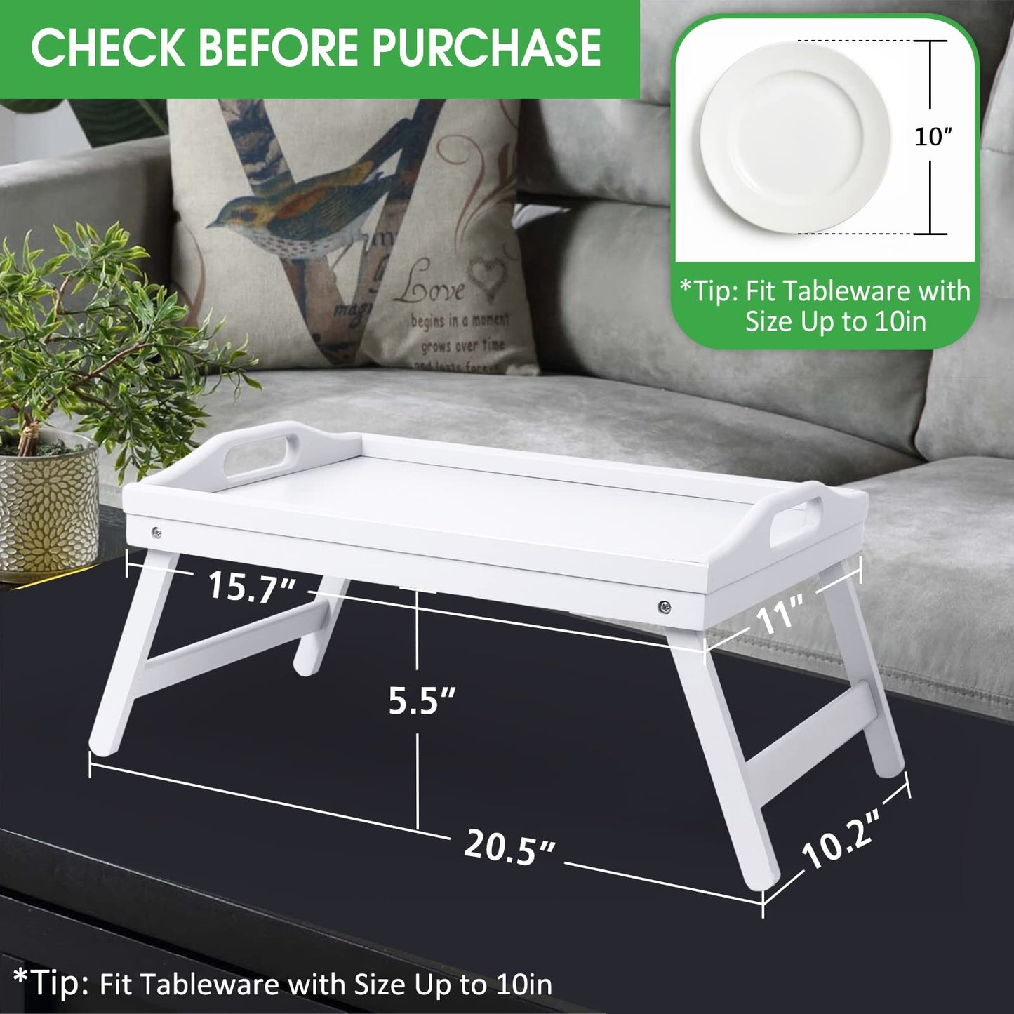 Artmeer Bamboo Foldable Bed & Laptop Tray - 2 Pack