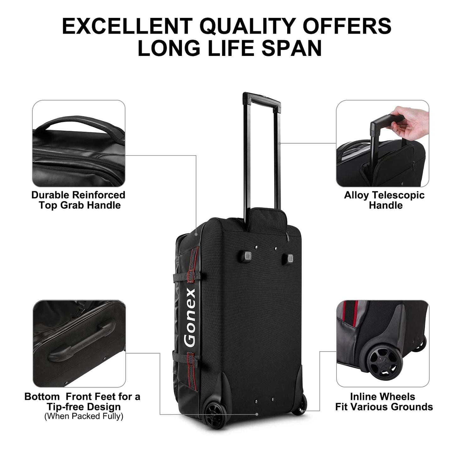 Gonex 70L Wheeled Duffle - Olive Green Travel Bag