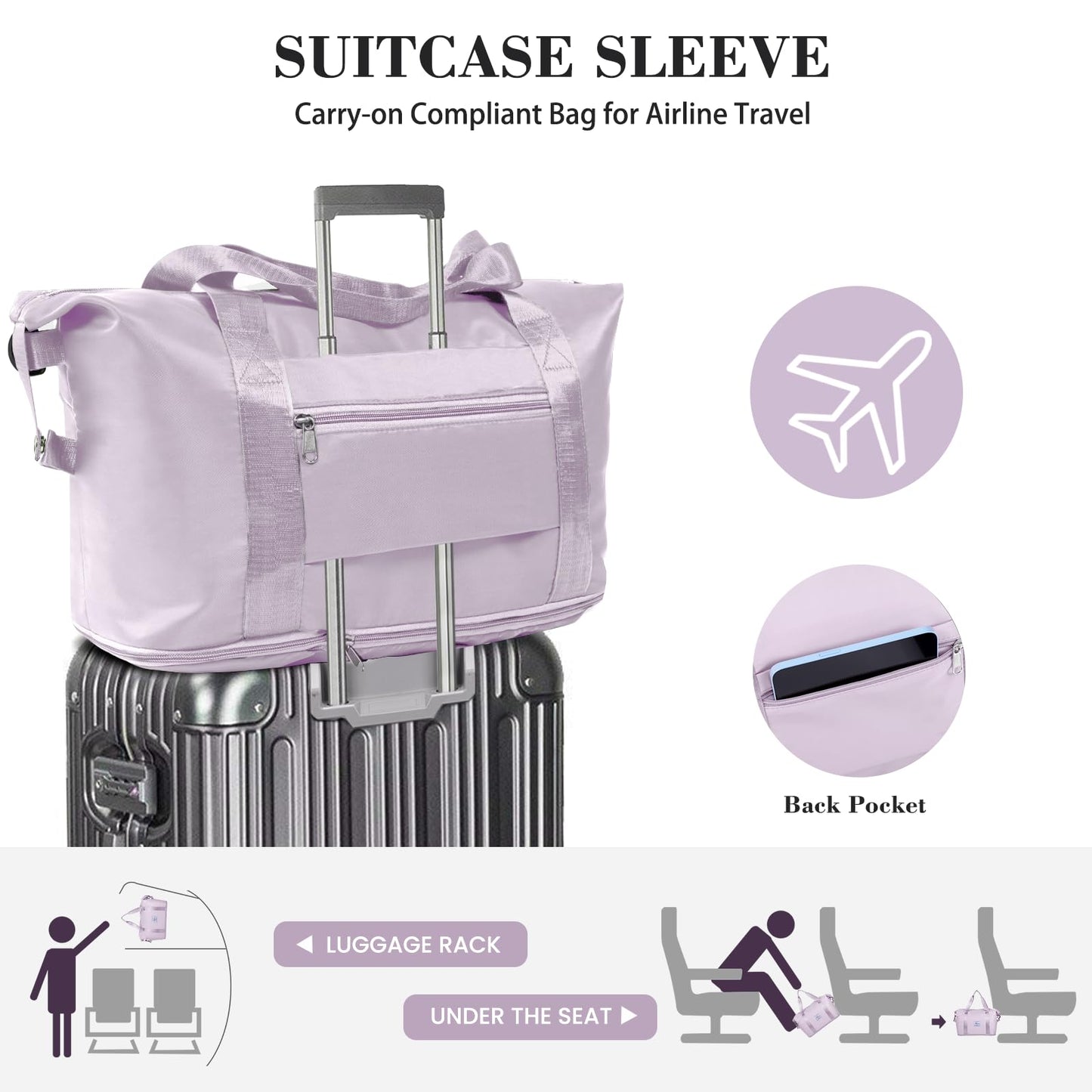 Pink Expandable Travel Duffel with Wet Pocket