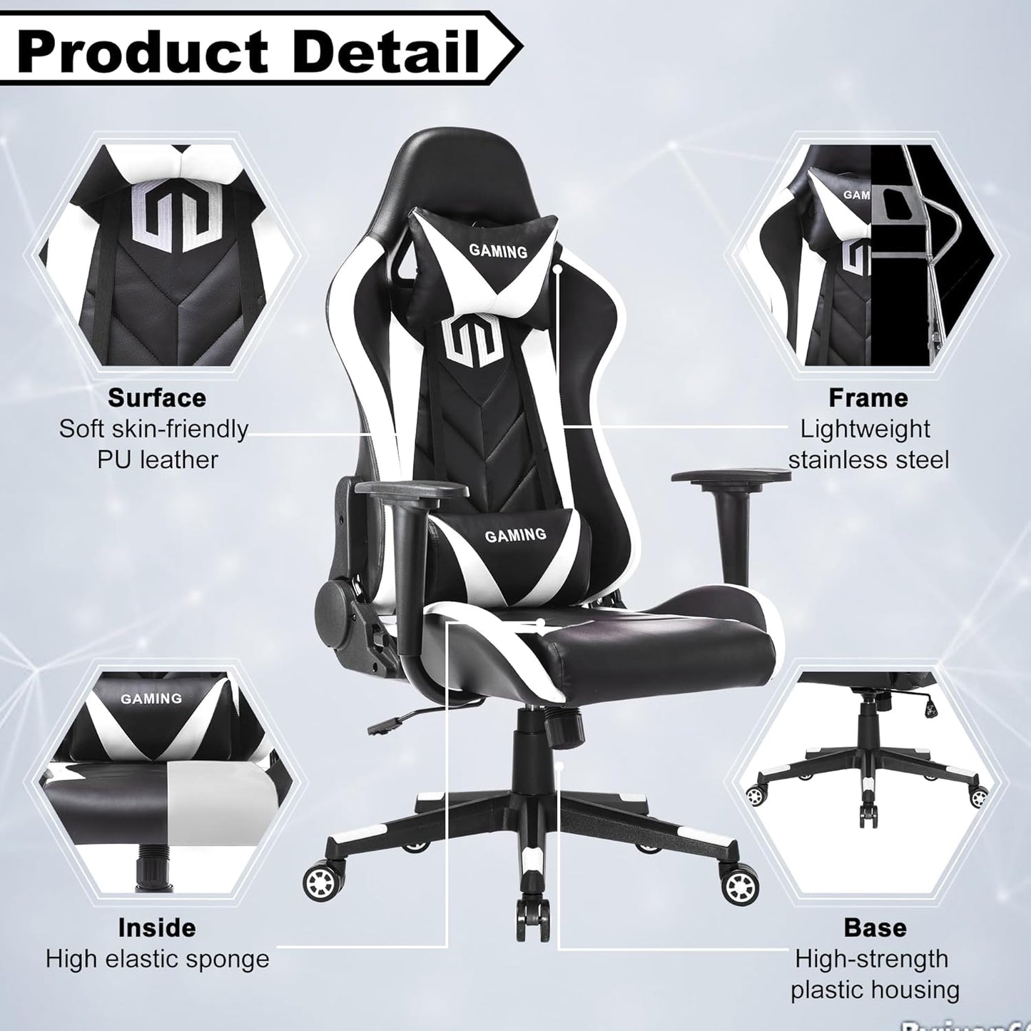 GOTMINSI Ergonomic Racing Desk Chair - White