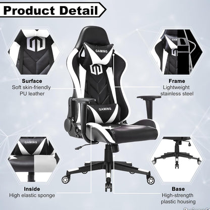 GOTMINSI Ergonomic Racing Desk Chair - White