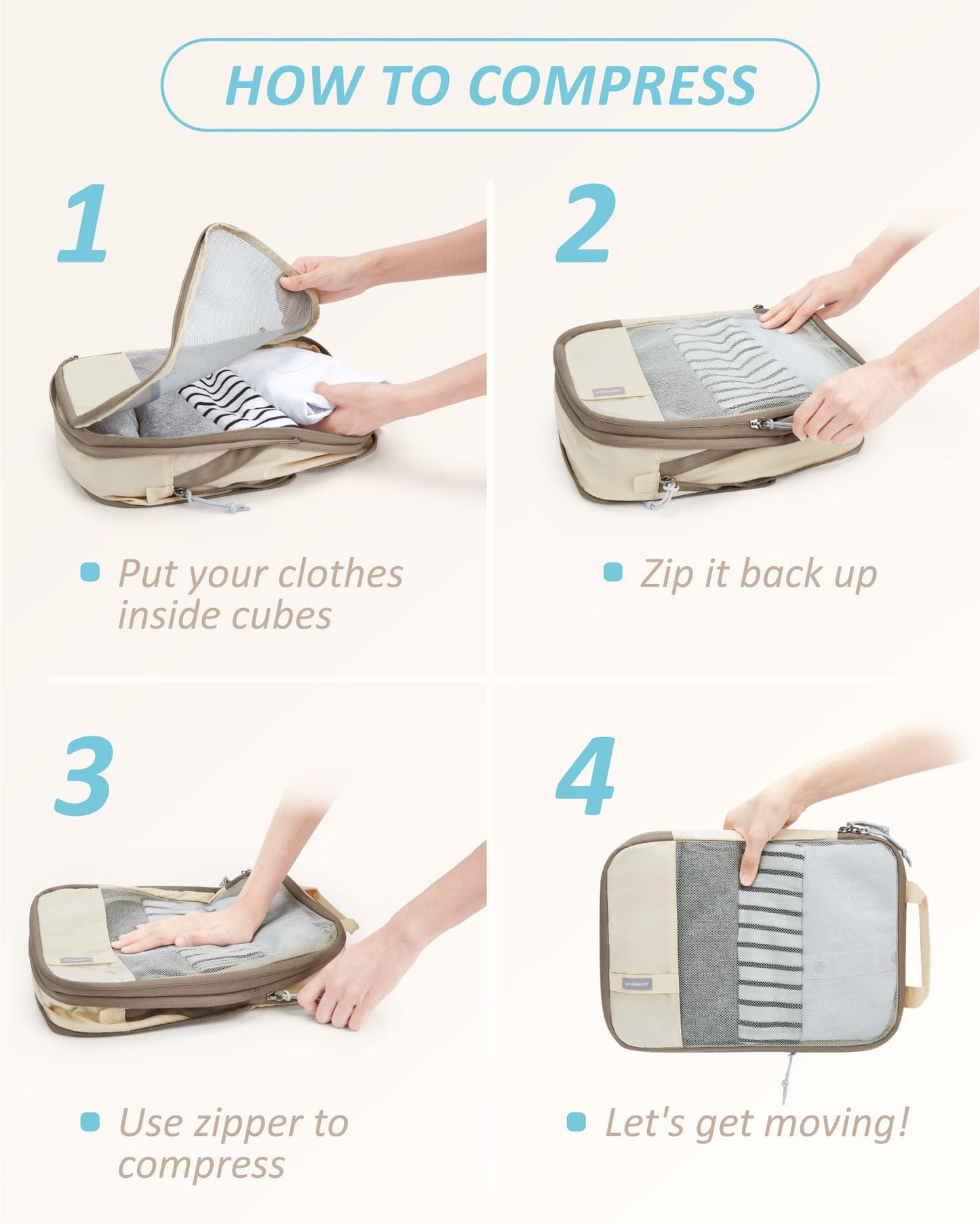 PackPro 6 Set Compression Cubes for Travel