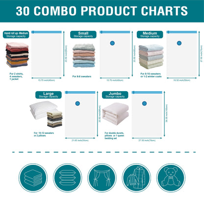 CozyVac Travel Bags with Pump - 6 Pack Space Savers