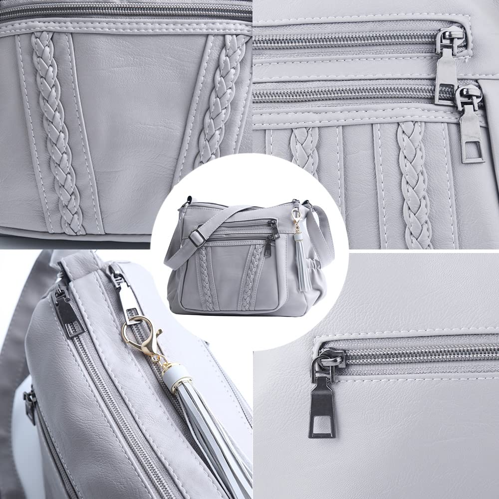 ELDA Chic Crossbody: Soft PU Leather Multi-Pocket Bag