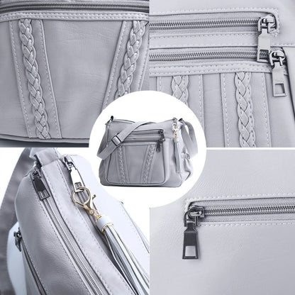 ELDA Chic Crossbody: Soft PU Leather Multi-Pocket Bag