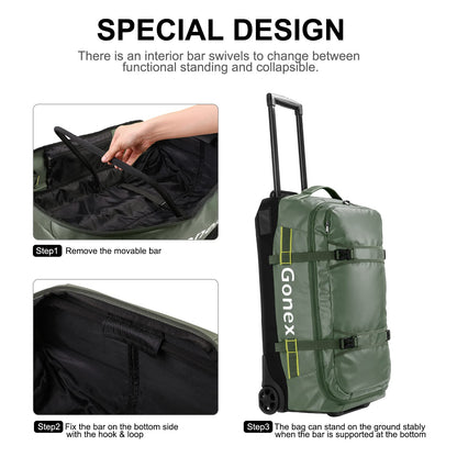 Gonex 70L Wheeled Duffle - Olive Green Travel Bag