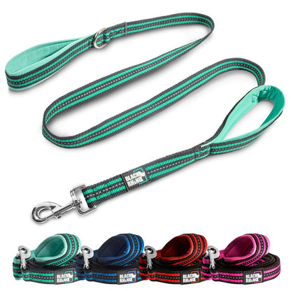 RhinoGrip Aqua: Double Handle Reflective Dog Leash