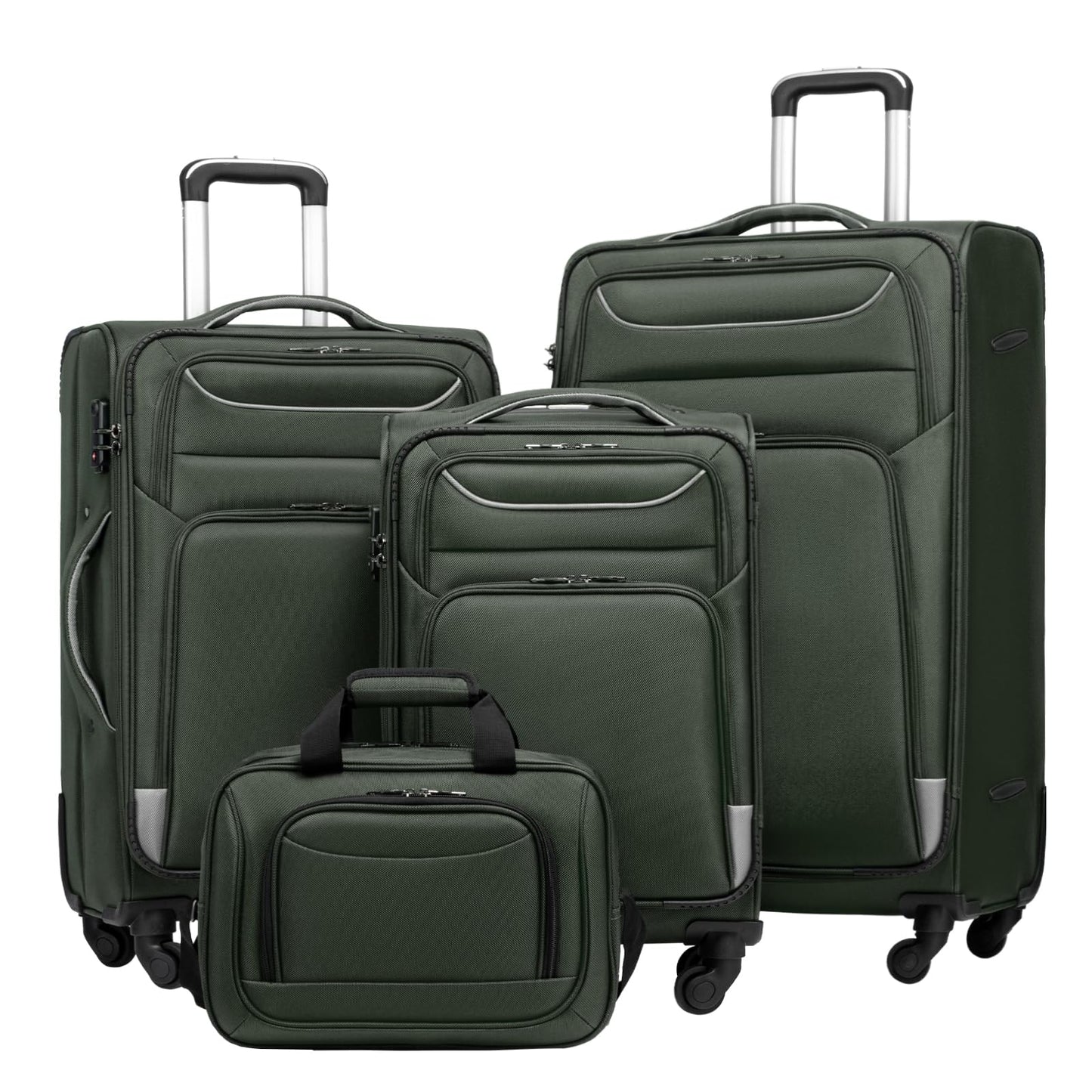 Coolife 4-Piece Softshell Spinner Luggage Set