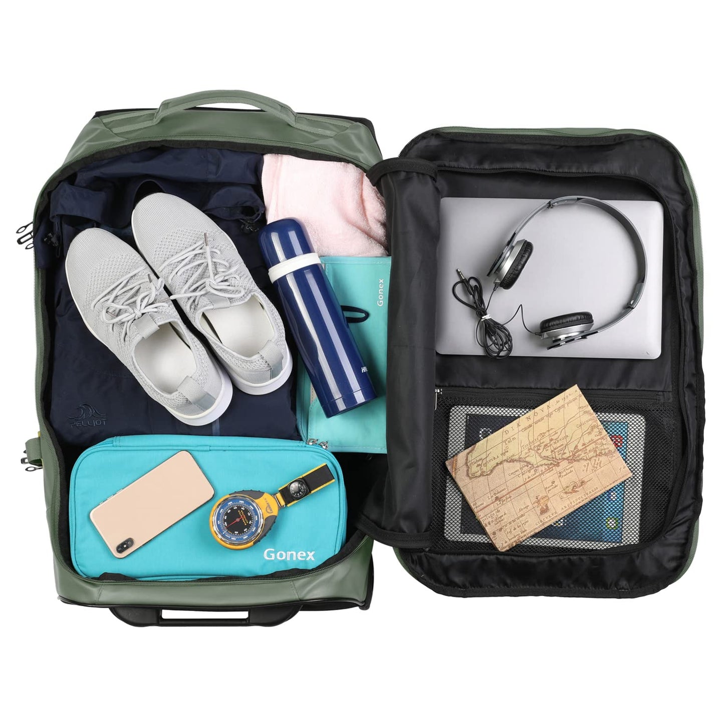 Gonex 70L Wheeled Duffle - Olive Green Travel Bag