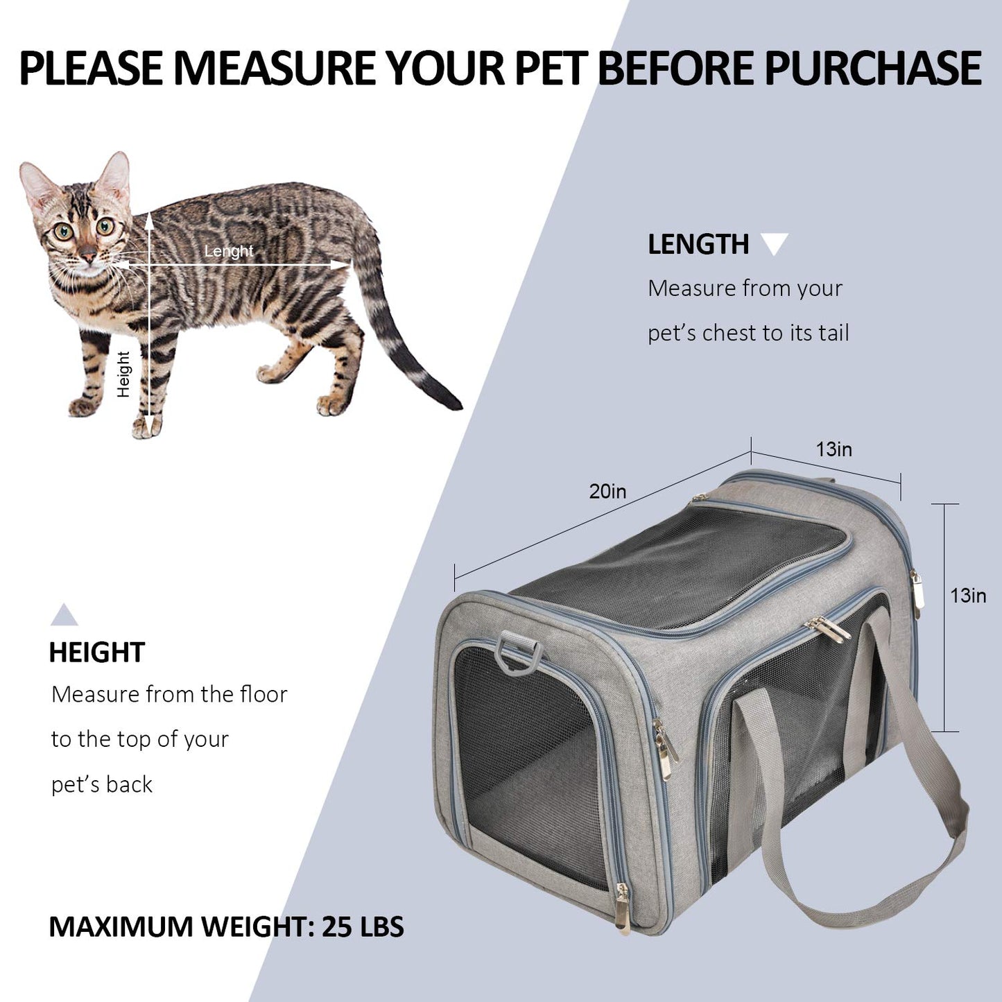PawsVoyage: Grey TSA-Approved Pet Carrier (15lbs Max)