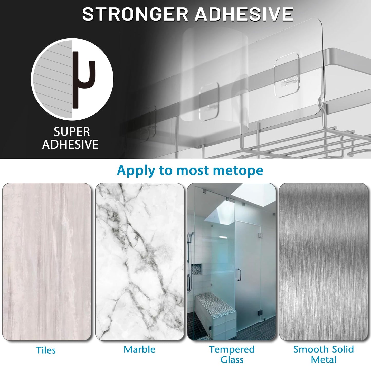 Moforoco Adhesive Shower Caddy Shelf Organizer