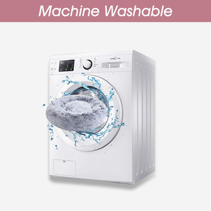 PawCozy Nest: Plush Anti-Anxiety Pet Bed, Light Grey