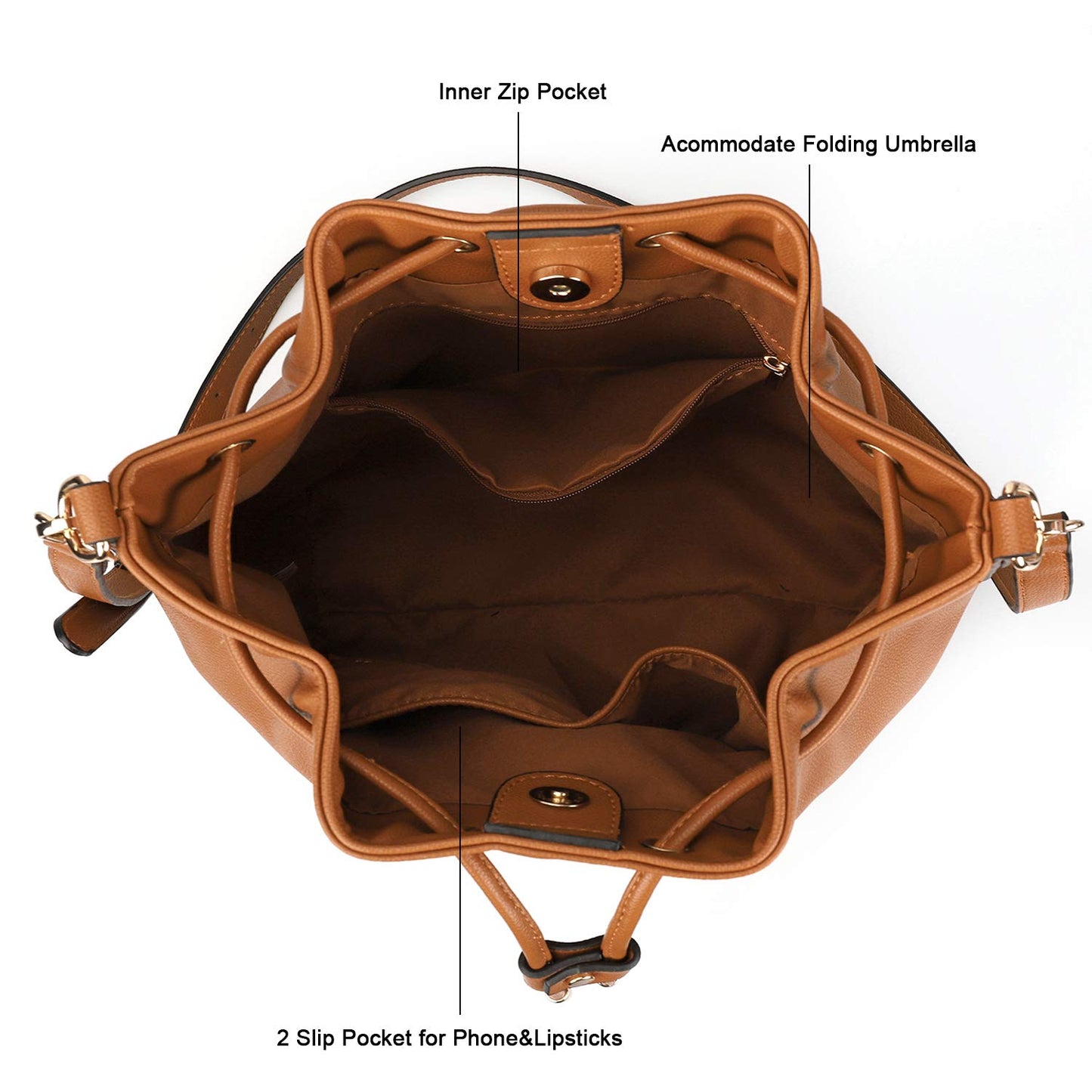 AFKOMST Chic Leather Bucket & Crossbody Bag Set