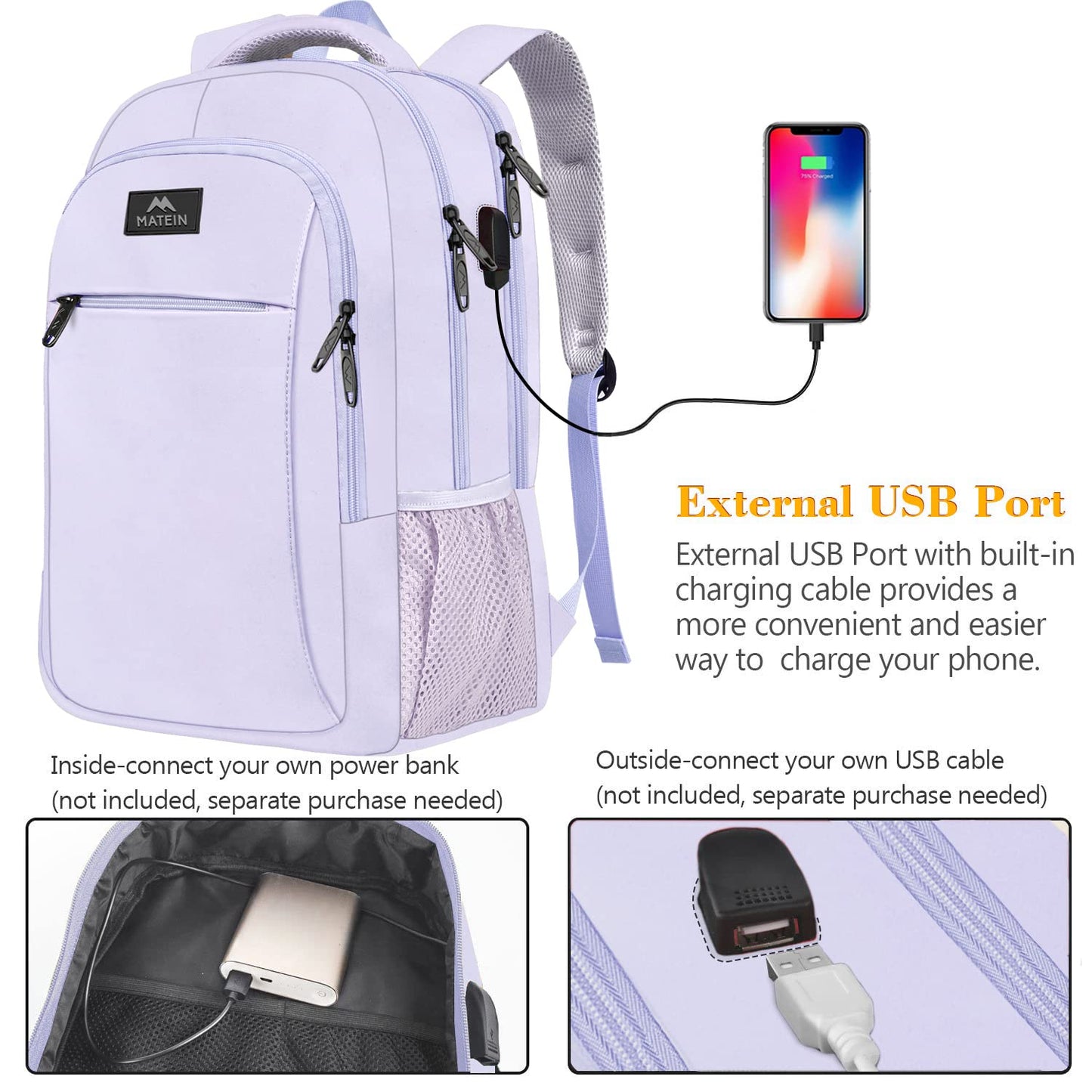 MATEIN SleekGuard Laptop Backpack with USB Port