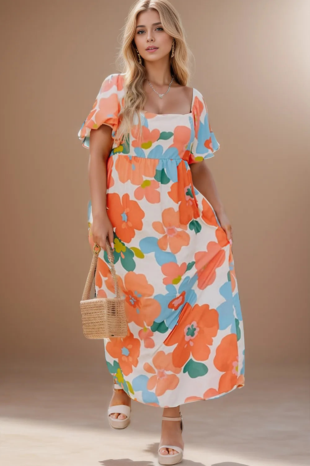 Plus Size Printed Short Sleeve Dress - Premium Dresses from Trendsi - Just $63.99! Shop now at Handbags Specialist Headquarter