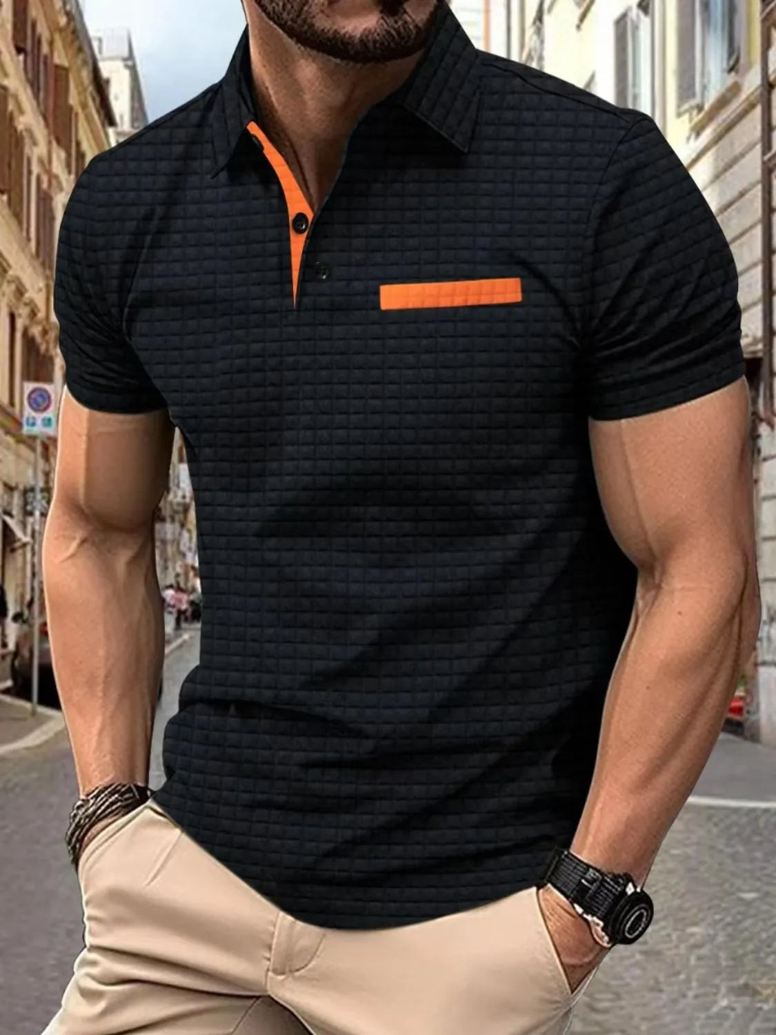Men's Full Size Collared Neck Short Sleeve Polo Plus Size - Premium Men's Shirts from Trendsi - Just $27.06! Shop now at Handbags Specialist Headquarter