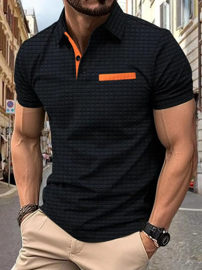 Men's Full Size Collared Neck Short Sleeve Polo Plus Size - Premium Men's Shirts from Trendsi - Just $27.06! Shop now at Handbags Specialist Headquarter