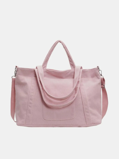 Corduroy Solid Large Tote Bag - Premium Tote Bag from Trendsi - Just $39.99! Shop now at Handbags Specialist Headquarter