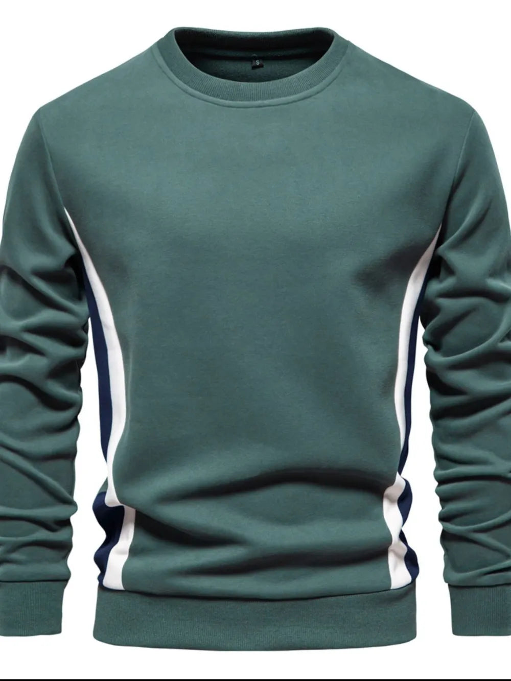 Men's Side Striped Contrast Round Neck Sweatshirt - Premium Men's Sweatshirts from Trendsi - Just $36.54! Shop now at Handbags Specialist Headquarter