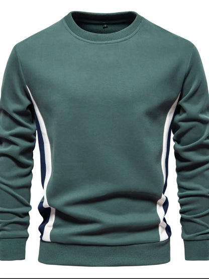 Men's Side Striped Contrast Round Neck Sweatshirt - Premium Men's Sweatshirts from Trendsi - Just $36.54! Shop now at Handbags Specialist Headquarter