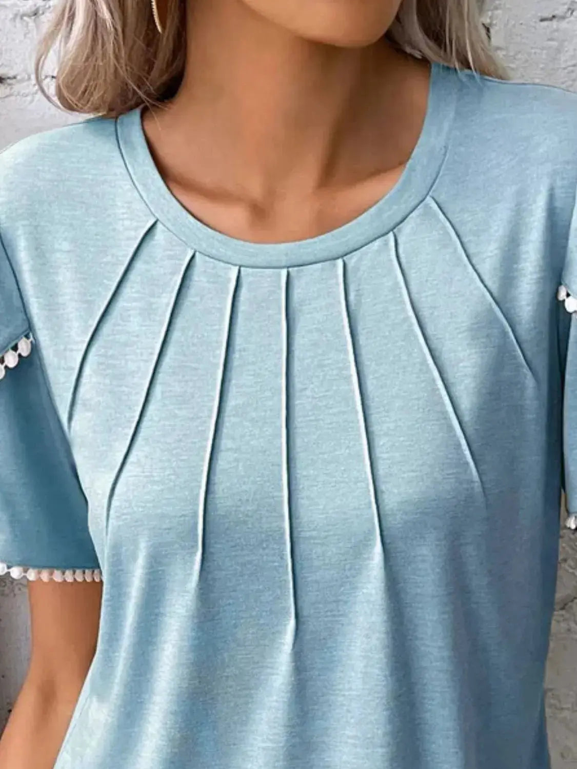 Full Size Round Neck Petal Sleeve Blouse Plus Size.