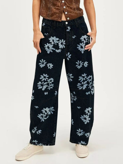 Printed Wide Leg Jeans - Premium Women / Jeans & Denim from Trendsi - Just $48.56! Shop now at Handbags Specialist Headquarter