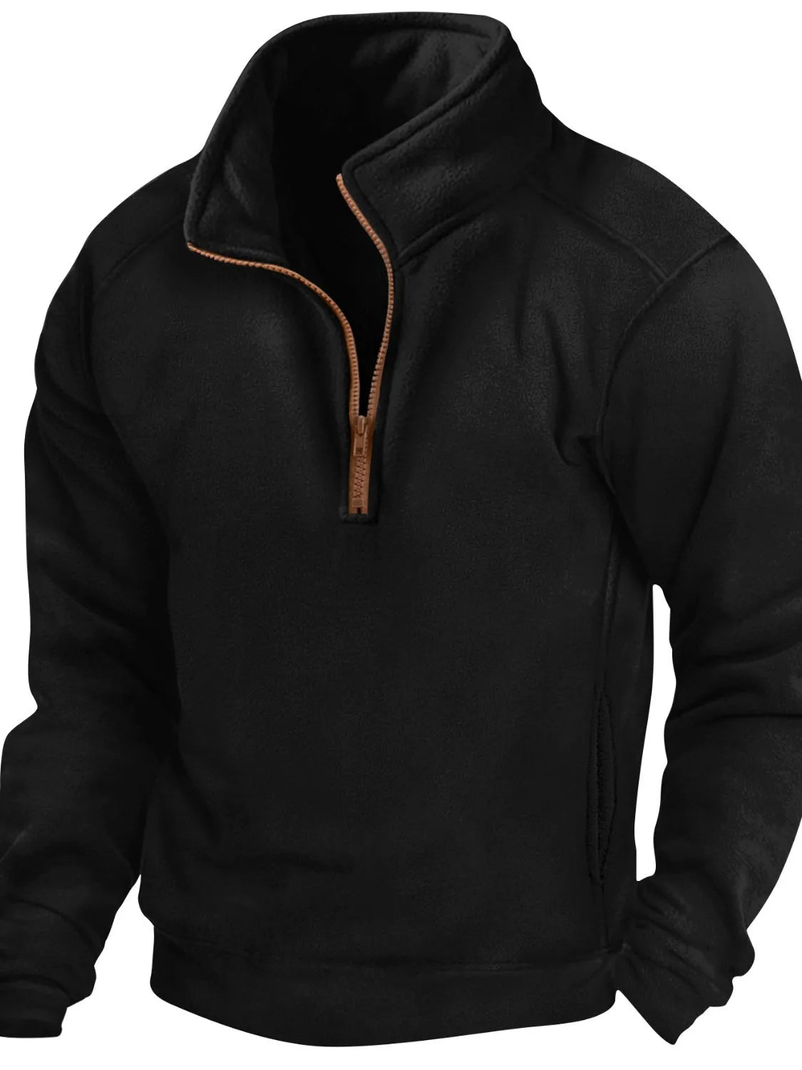Men's Full Size Half Zip Long Sleeve Sweatshirt Plus Size - Premium Men's Sweatshirts from Trendsi - Just $33.94! Shop now at Handbags Specialist Headquarter