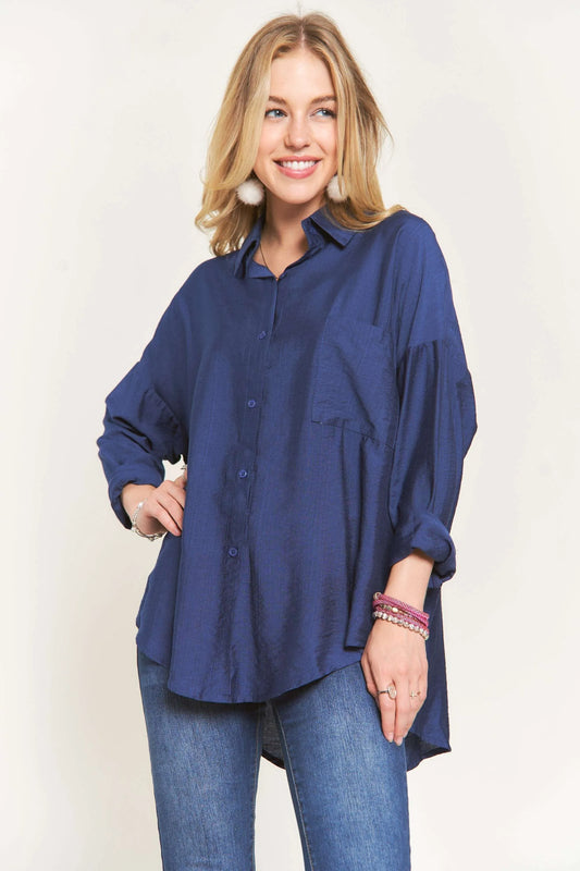 ADORA Button Down Linen Shirt - Premium Women's Down Shirt Tops from Trendsi - Just $40.02! Shop now at Handbags Specialist Headquarter