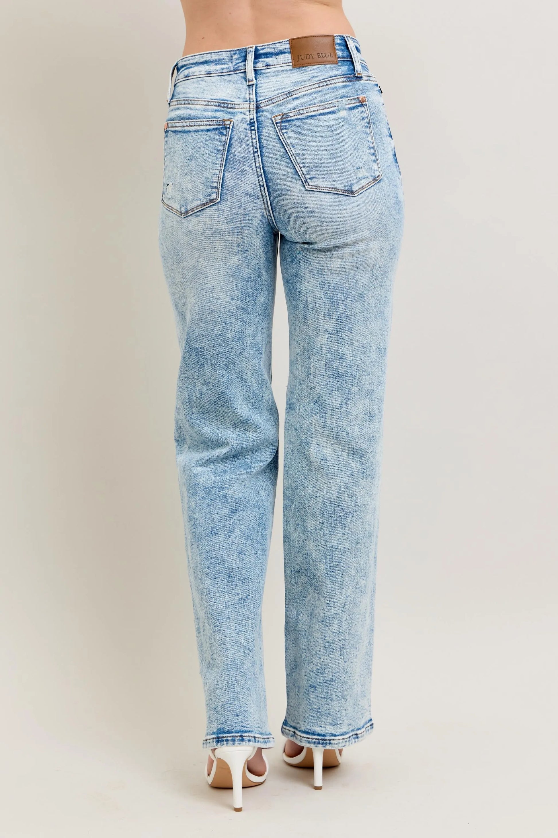 Judy Blue Full Size Hw Mineral Wash Destroy 90's Straight Jeans Plus Size - Premium Women / Jeans & Denim from Trendsi - Just $69.99! Shop now at Handbags Specialist Headquarter
