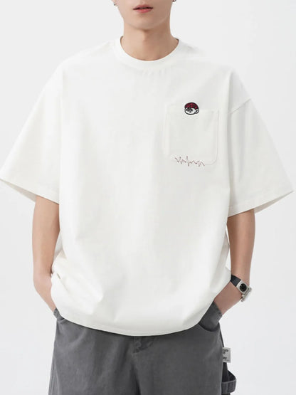 Men's Plus Size Round Neck Embroidered T-Shirt - Premium Men's T-Shirt from Trendsi - Just $30.99! Shop now at Handbags Specialist Headquarter