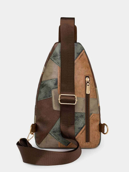 PU Leather Color Block Crossbody Bag - Premium Crossbody Bag from Trendsi - Just $29.99! Shop now at Handbags Specialist Headquarter