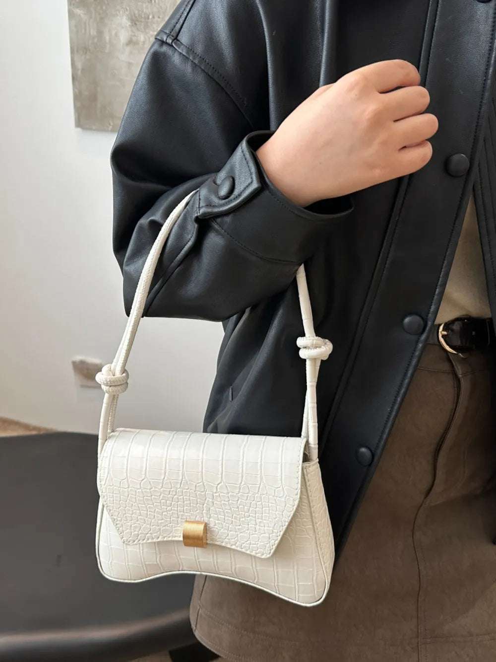 PU Leather Texture Crossbody Bag - Premium Crossbody Bag from Trendsi - Just $19.99! Shop now at Handbags Specialist Headquarter