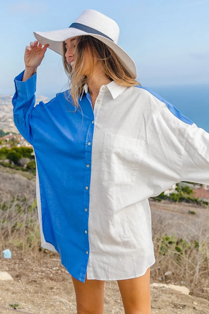 BiBi Oversized Color Block Shirt - Premium Women / Jeans & Denim from Trendsi - Just $42.28! Shop now at Handbags Specialist Headquarter