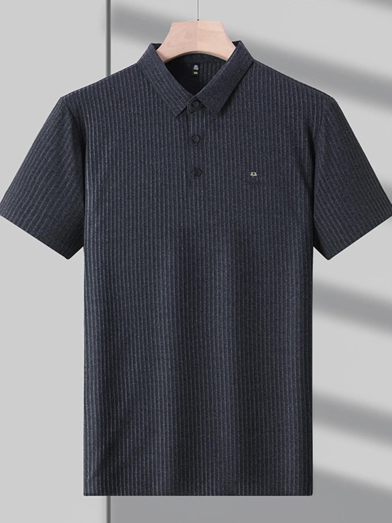 Men's Plus Size Ribbed Short Sleeve Polo Shirt - Premium Men's Polo shirt from Trendsi - Just $60.99! Shop now at Handbags Specialist Headquarter