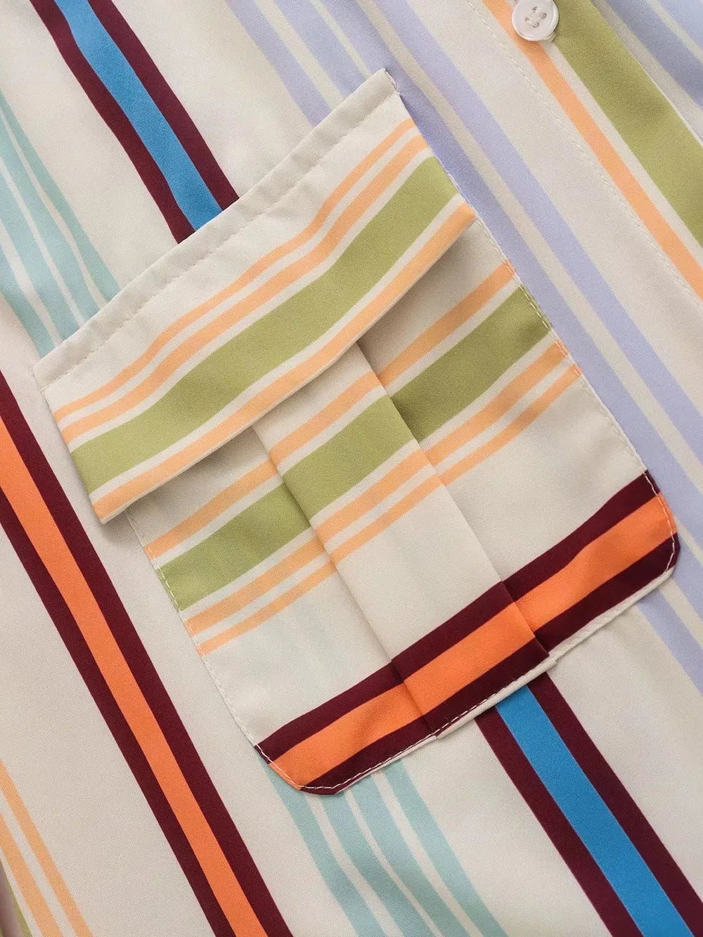 Striped Button Down Lantern Sleeve Shirt - Premium Women's Down Shirt Tops from Trendsi - Just $28! Shop now at Handbags Specialist Headquarter