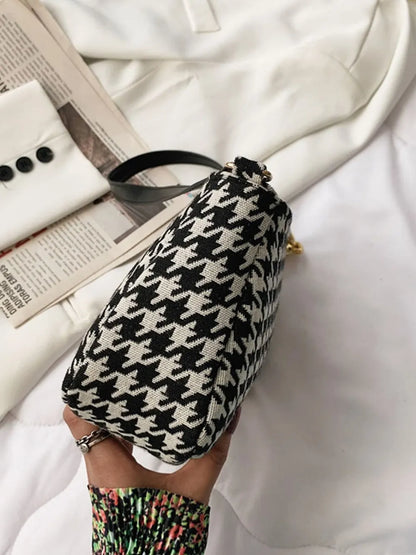 Houndstooth Polyester Handbag - Premium handbags from Trendsi - Just $14.99! Shop now at Handbags Specialist Headquarter