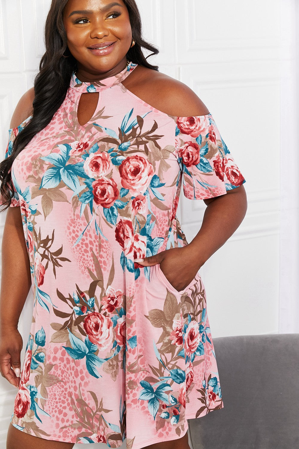 Sew In Love Full Size Fresh-Cut Flowers Cold-Shoulder Dress - Premium Dresses from Trendsi - Just $34.99! Shop now at Handbags Specialist Headquarter