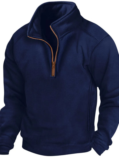 Men's Full Size Half Zip Long Sleeve Sweatshirt Plus Size - Premium Men's Sweatshirts from Trendsi - Just $33.94! Shop now at Handbags Specialist Headquarter