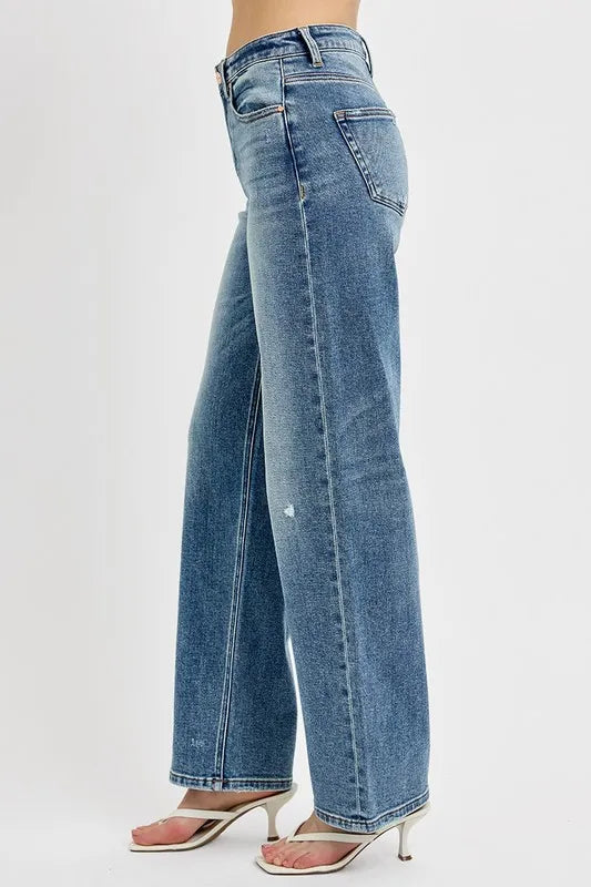 RISEN Full Size Distressed Wide Leg Jeans Plus Size - Premium Women / Jeans & Denim from Trendsi - Just $57.99! Shop now at Handbags Specialist Headquarter