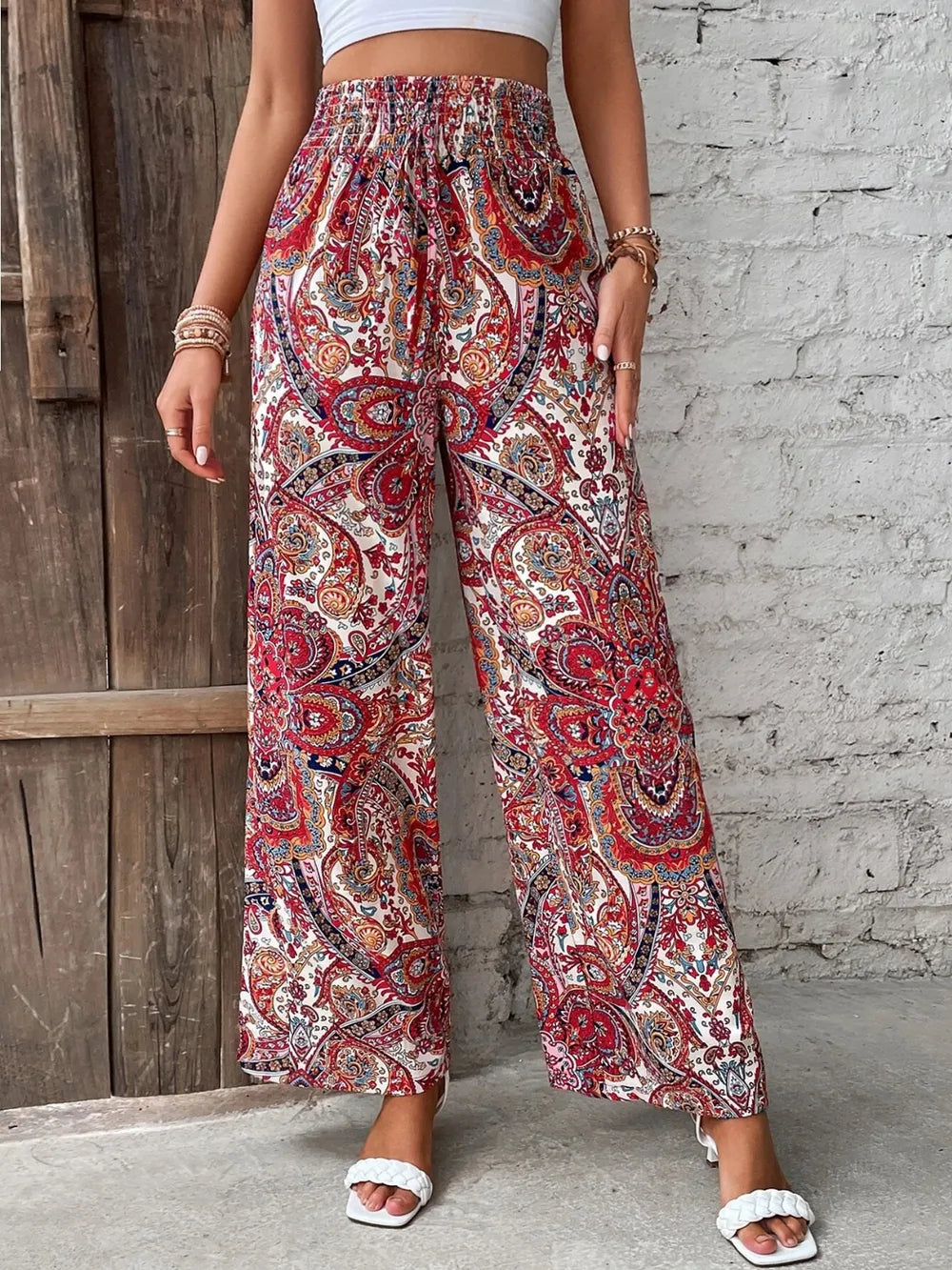 Printed Wide Leg Pants - Premium Women Pants from Trendsi - Just $27.99! Shop now at Handbags Specialist Headquarter