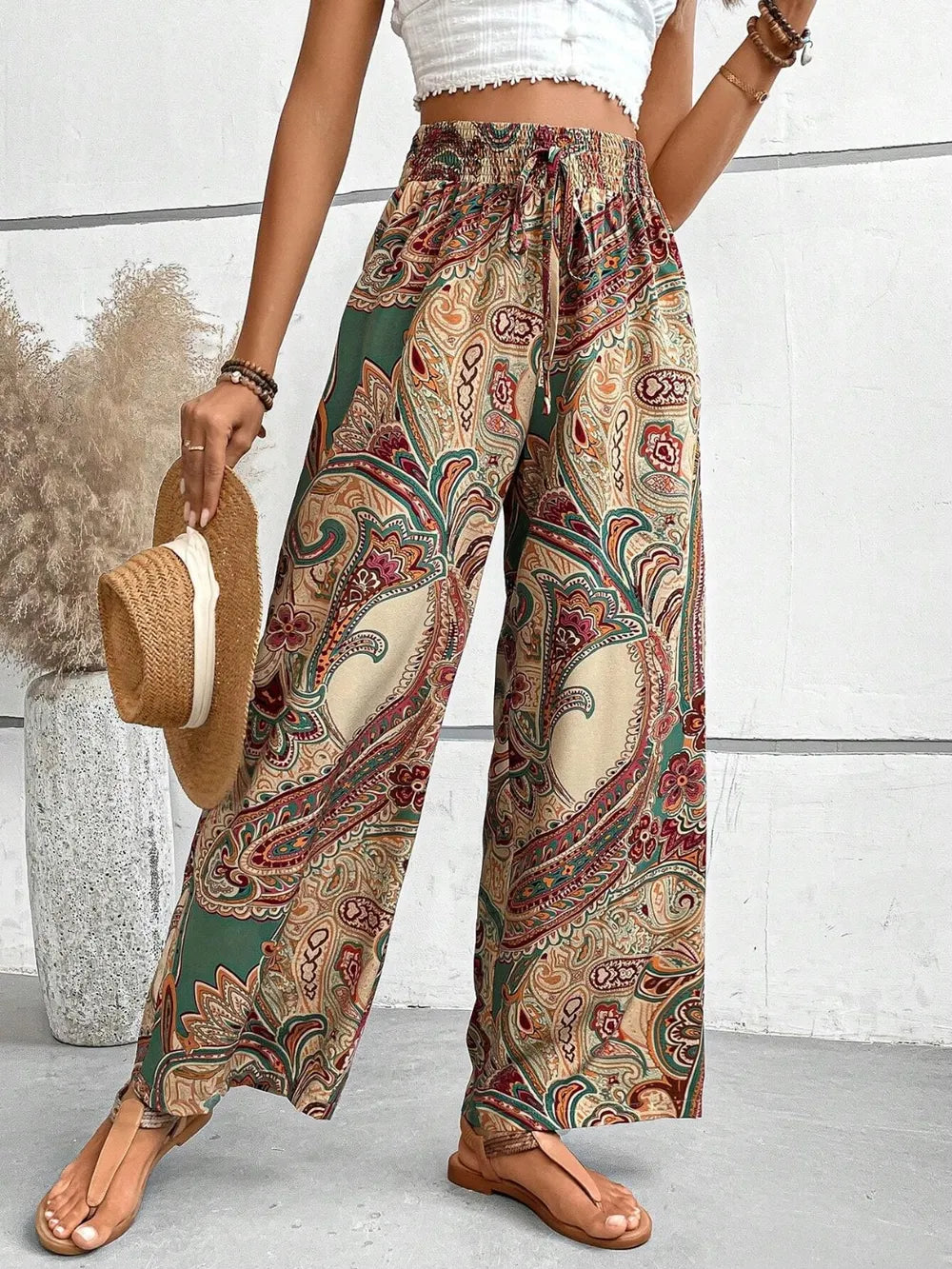 Printed Wide Leg Pants - Premium Women Pants from Trendsi - Just $27.99! Shop now at Handbags Specialist Headquarter